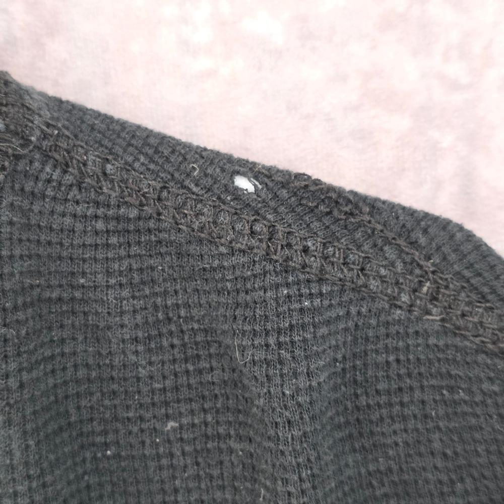 Vintage Ecko Unltd Mens L Waffle Knit Thermal Long Sleeve Shirt Black Sleeve Hit - Picture 5 of 9